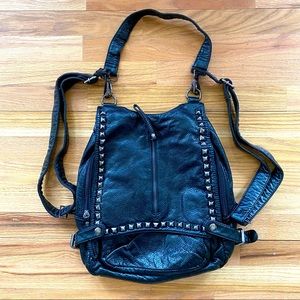Black Faux Leather Backpack